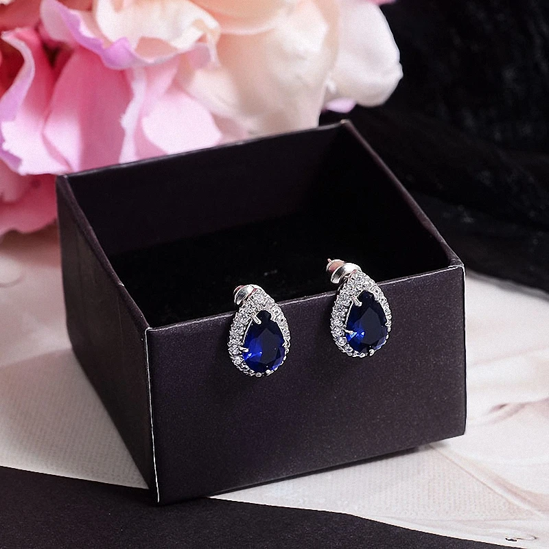 Waterdrop Zircon Stud Earrings AAA Pear Cut Cubic Zirconia Piercing Earring Jewelry Women Office Daily Ear Pins Bijoux Evening | Украшения