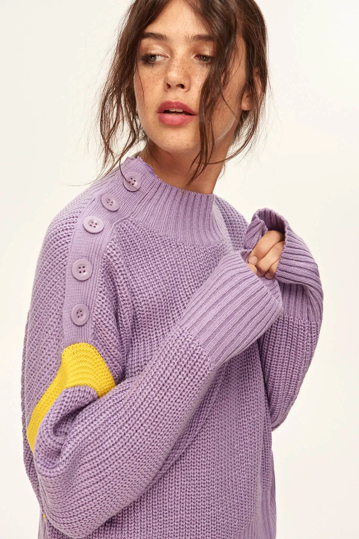 Trendyol Lila Shoulder Button Sweater Detailed TCLAW19ZA0019 |