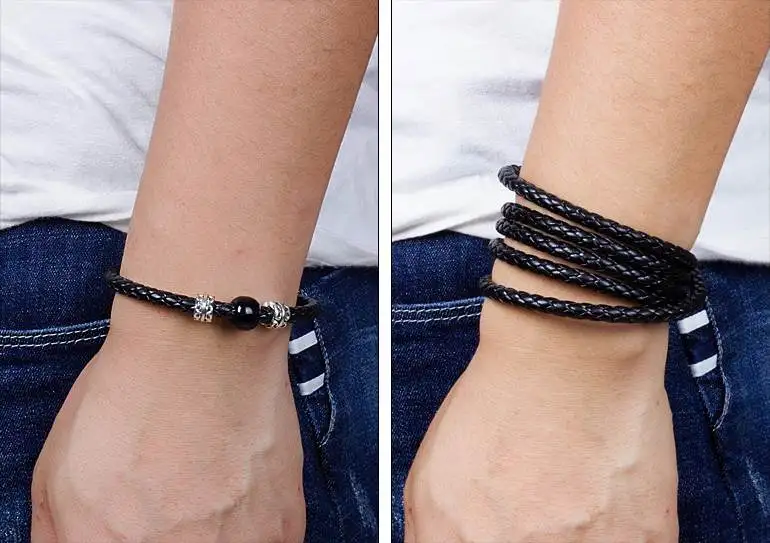 LEORY Открытый Портативный кожаный мини микро USB браслет зарядное устройство Дата