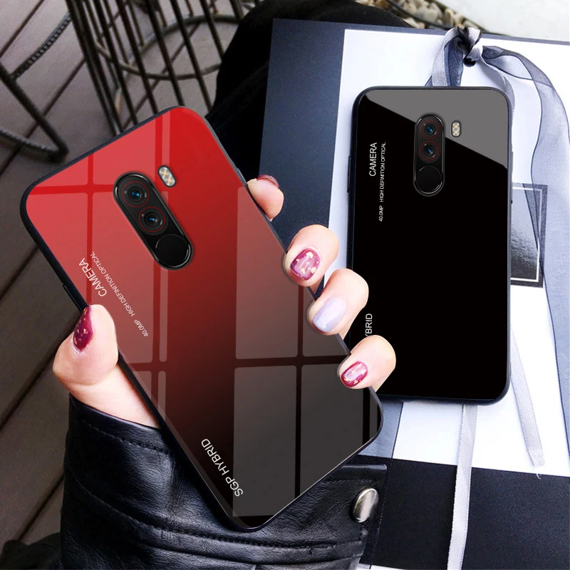 Градиентный чехол из закаленного стекла для телефона xiaomi mi a2 mia2 Lite Pocophone f1 f 1