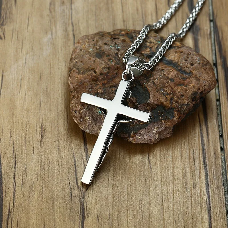 Мужские ожерелья INRI Jesus Christian Cross винтажная Подвеска из нержавеющей стали с