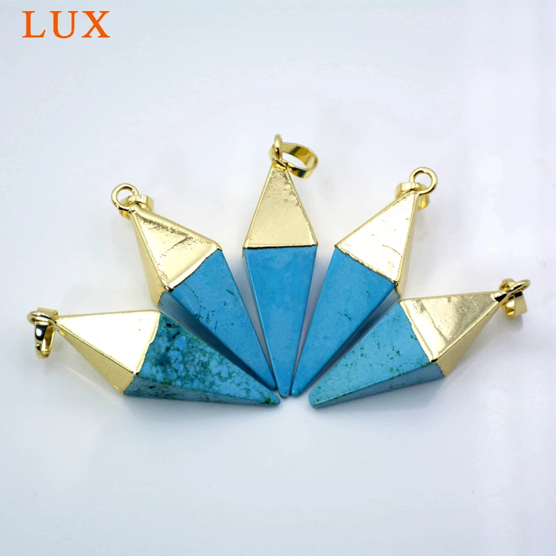 

Turquoises Howlite Point Pendant Turquoises Howlite Bullet Pendant 24k Gold Electroplate Spike Pendant