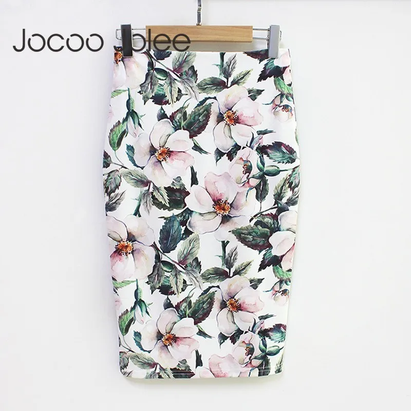 

Jocoo Jolee 2019 Summer Pencil Skirt Women High Waist Floral Print Skirts Vintage Elegant Office Lady Bodycon Midi Skirt Mujer