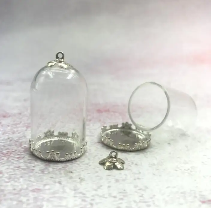 50 шт./лот 30x20 мм открытая трубка колокольчик стеклянный глобус с цветочным