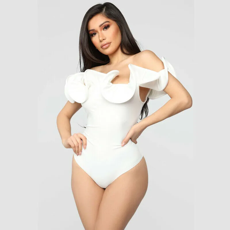 Новый Модный женский купальник с оборками цельный бикини однотонный купальный