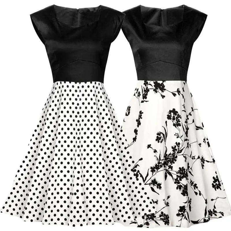 Новое модное женское элегантное платье без рукавов в горошек с принтом стиле