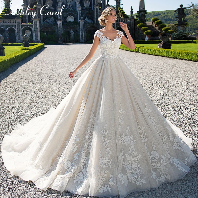 Ashley Carol винтажные Свадебные платья 2019 Мода Совок короткий дворец мечта кружева