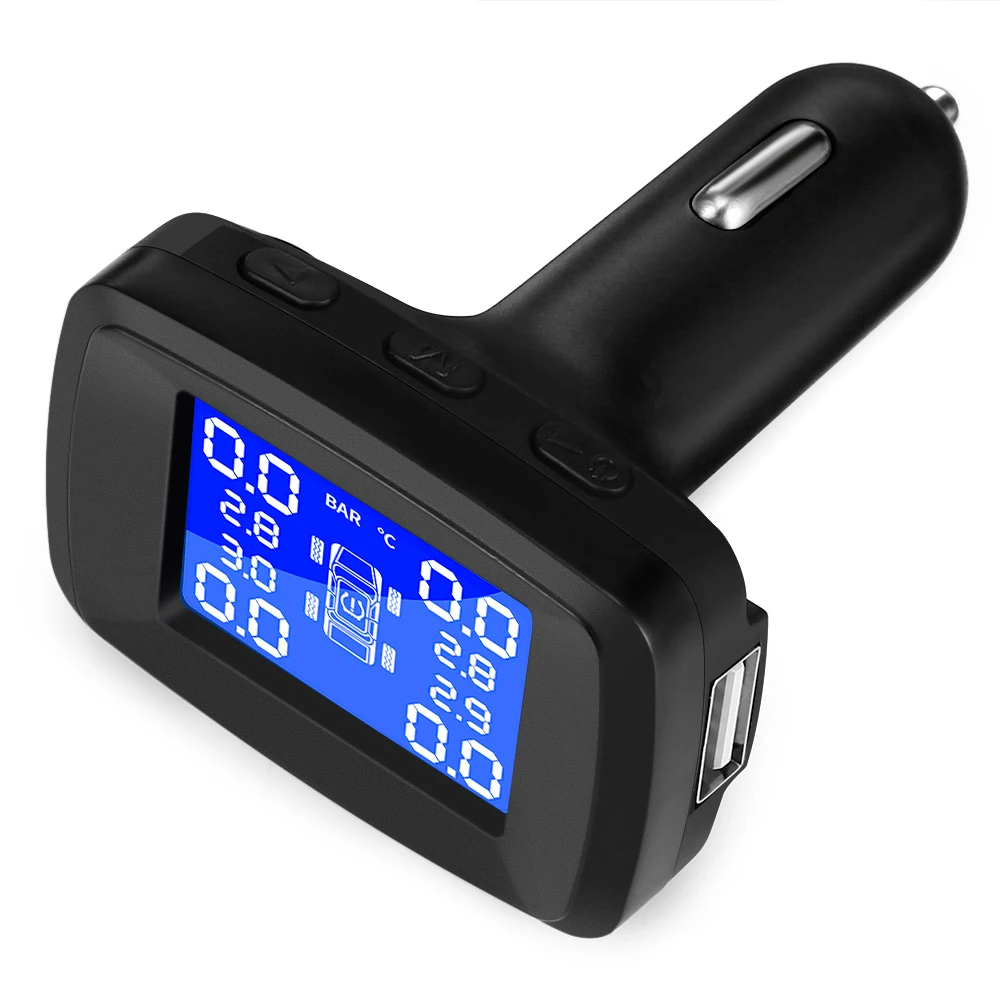 Zeepin автомобильный TPMS беспроводной 4 внутренних датчика прикуривателя цифровой
