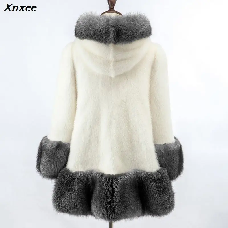 

Xnxee Luxury Winter Women Faux Fur Coat 2020 Casual Plus Size Faux Fox Fur Jacket coat Female Outerwear Hooded Pocket Coat 5XL