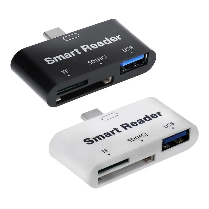 Мини 3 в 1 Type C USB 0 OTG SD/TF расширитель карты смарт кард ридер адаптер