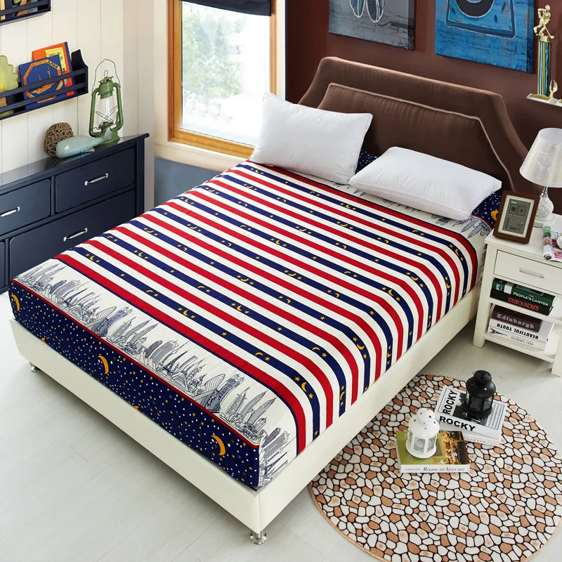 Простыня из хлопка двухместная кровать размера King Size эластичная цветная