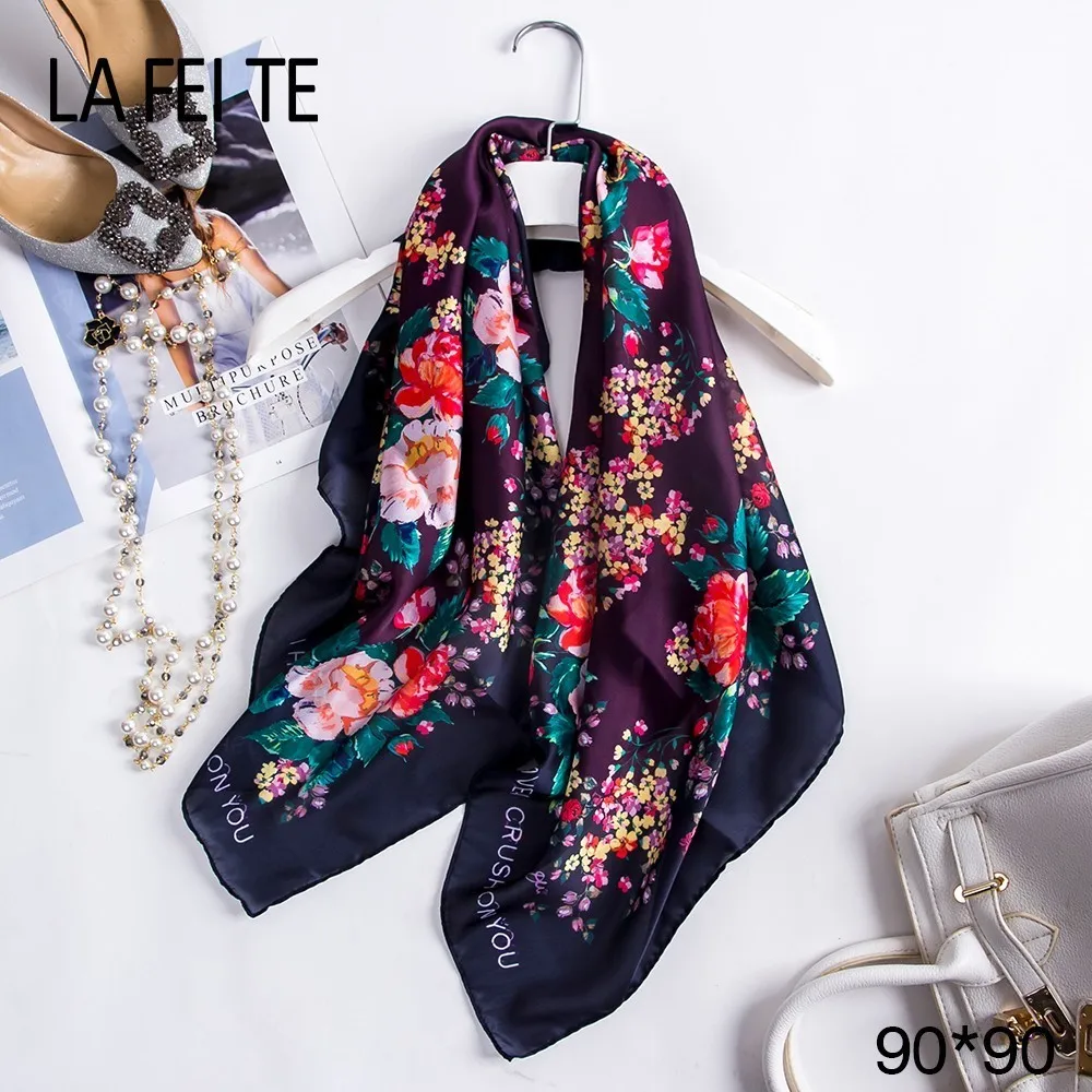 Женский шелковый шарф Sjaaltjes Haar Sjaal Foulard Femme шифоновый хиджаб шарфы для женщин 90*90