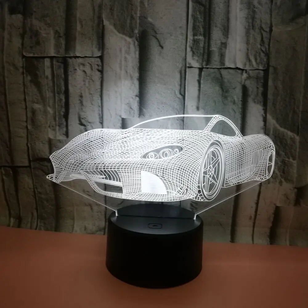 Новый автомобиль спортивный моделирование 3D ночник красочный сенсорный Usb