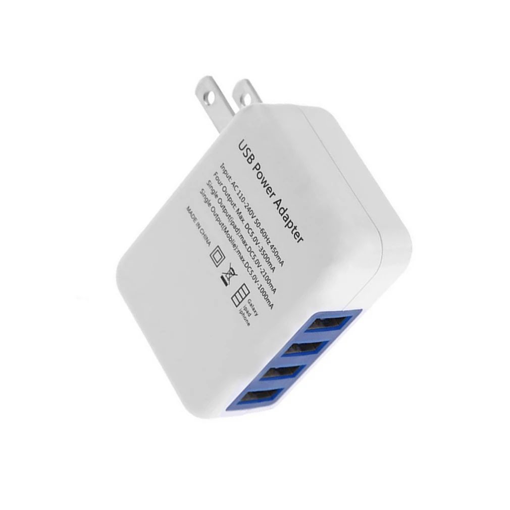 Белый пластик 2.1A 4 порта Usb портативное устройство для зарядки из настенной