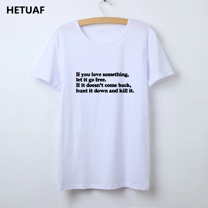 Женская футболка с надписью HETUAF забавная черно белая If You Love Ulzzang|Футболки| |
