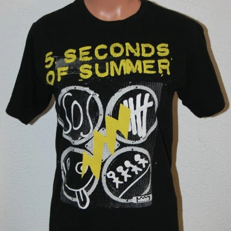 5 секунд лета средняя черная футболка грудь 35 &quot5SOS Женская |