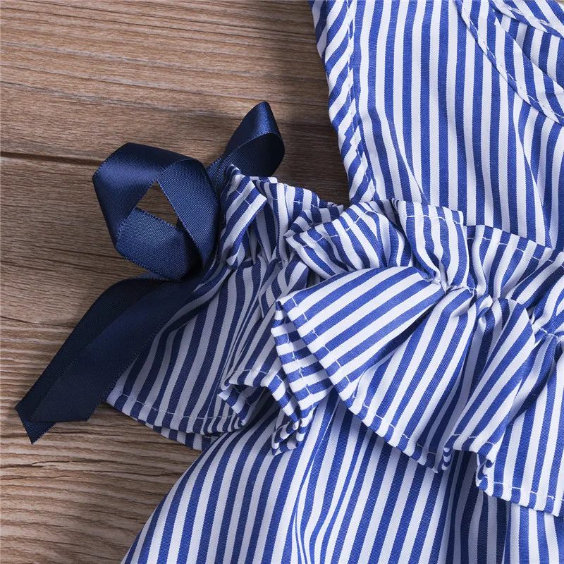 Fashion Striped Toddler Children Dress Summer Girl Clothes Princess Kids Girls Off Shoulder Ruffles Party Dresses 1-6 Years | Детская
