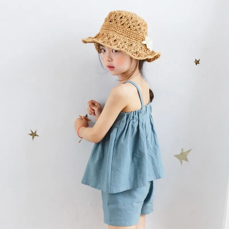 Комплект детской одежды из 2 предметов для девочек подростков синий хлопковый