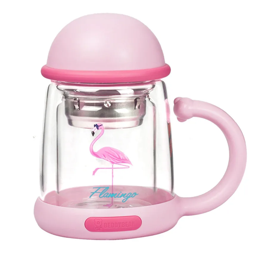 

1PCS 320ML Double Wall Glass Bottle With Handle And Tea Infuser Outdoor Lemon Fruit Juice Portable Bottles