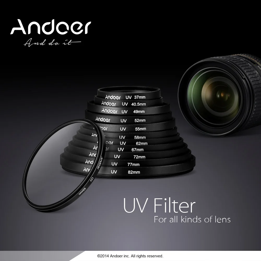 УФ фильтр для объектива Andoer 55 мм ультрафиолетовый защита камеры Canon Nikon DSLR