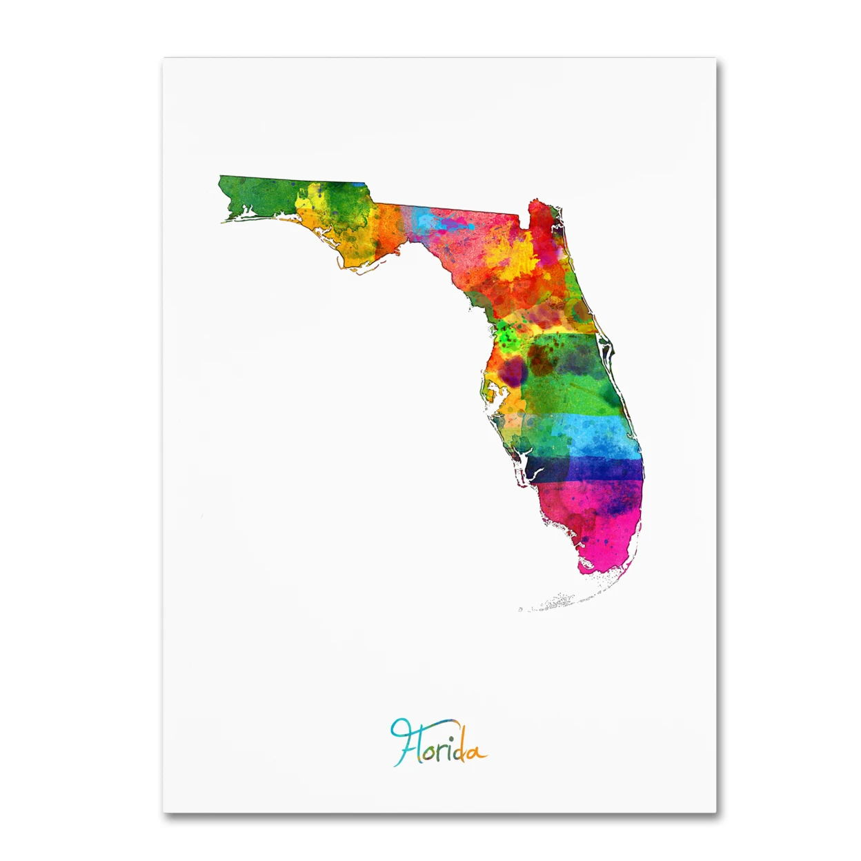 Майкл томпсетт 'Флорида Map' Холст Wall Art 35x47 дюймов|Наклейки на стену| |