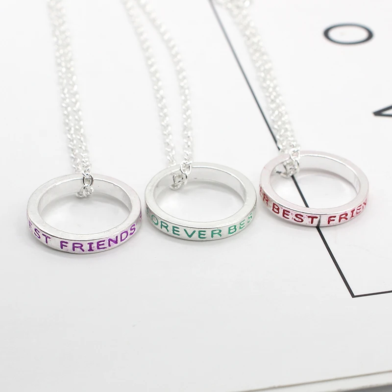 3 шт. ожерелье Best Friends Forever женское с красочными кругами подвески дружбы BFF