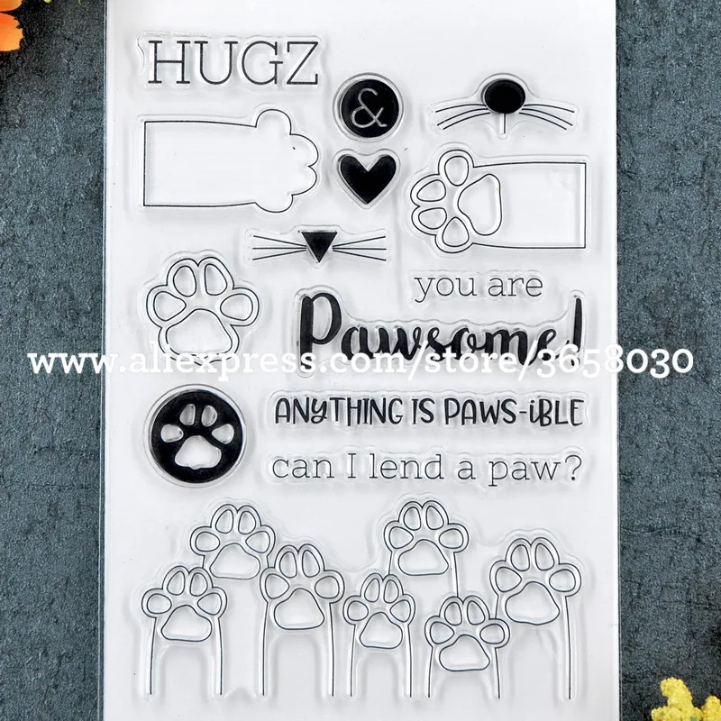 Pawsome Скрапбукинг DIY фото карты резиновые штампы прозрачные 11x16 см 8101651|Штампики| |