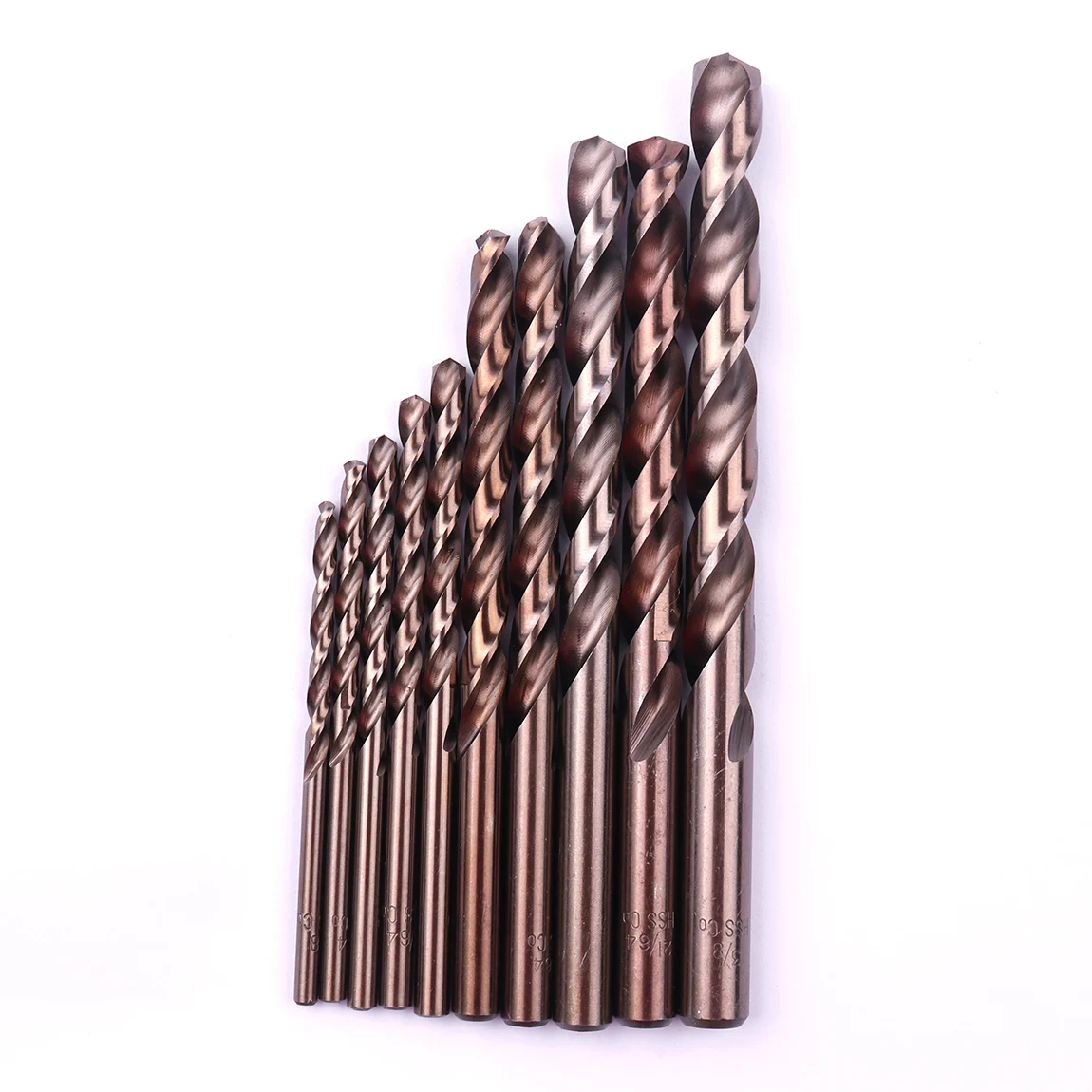 

10pcs M35 1/8'' to 21/64'' HSS Co Cobalt Twist Drill Bit Imperial Drilling for Steel