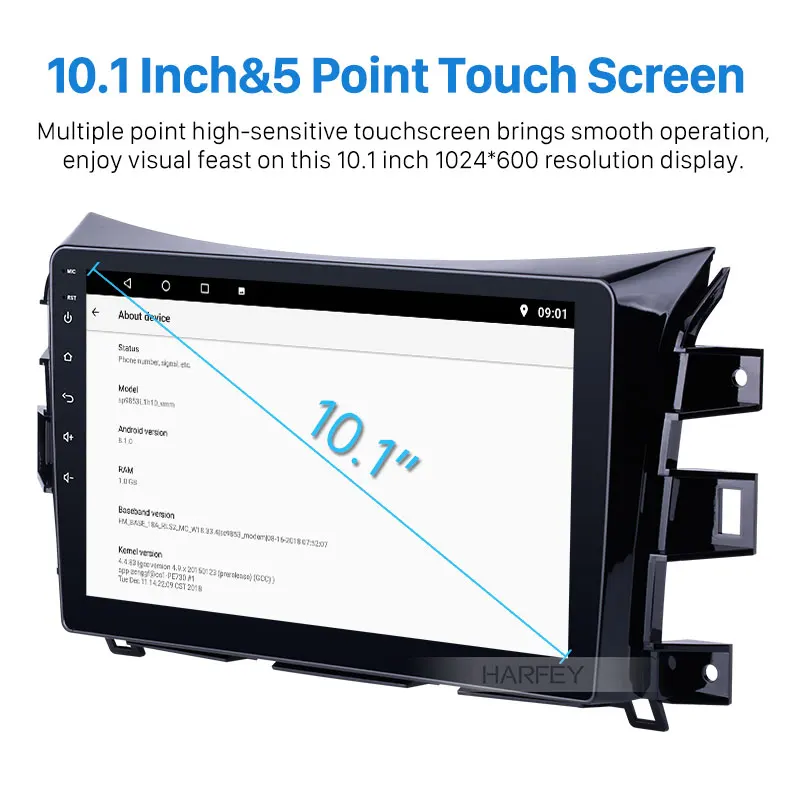 Автомагнитола Harfey Android 10 0 GPS для Renault Alask 2011-2016 Nissan NAVARA Frontier NP300 сенсорный экран 1