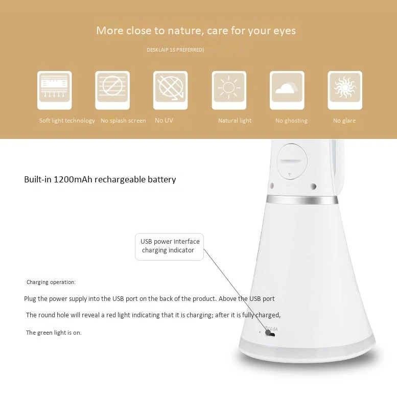 Usb Led Настольная лампа 4 Вт Складная с регулируемой яркостью календарем