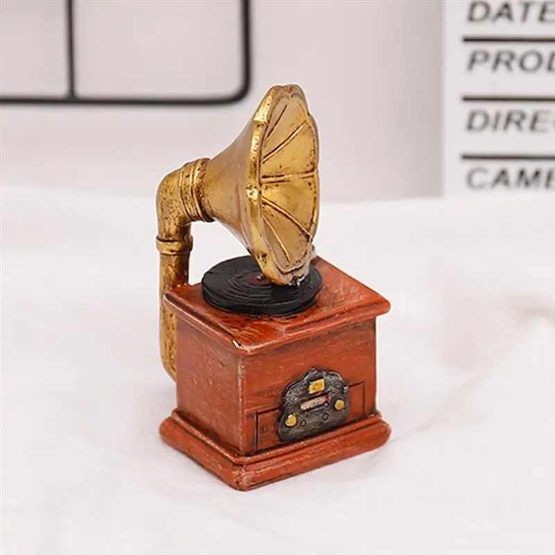 Мини модель фонографа Ретро стиль орнамент Декоративные Изделия из смолы