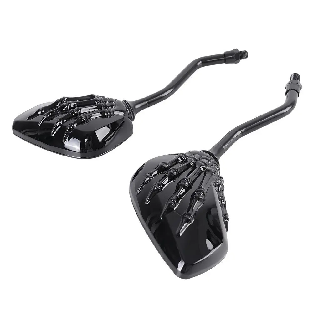 

2pcs Universal Motorcycle Side Rear View Mirrors Chrome SKELETON Skull HAND Claw 8mm Motorbike Rearview Mirror
