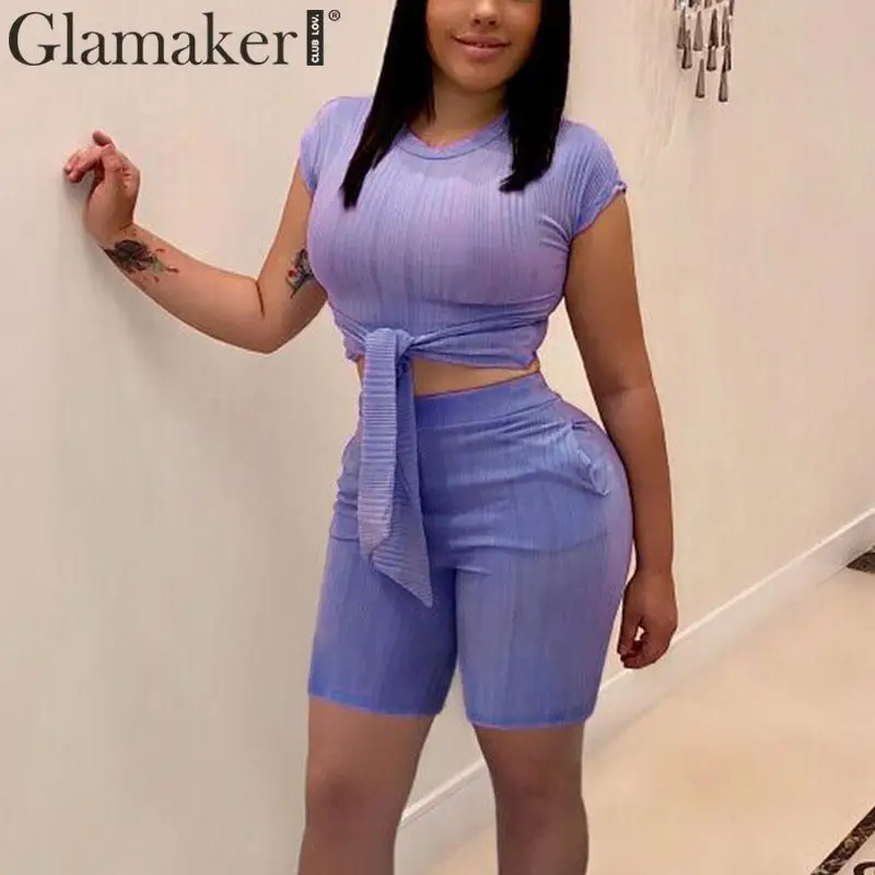 Женский трикотажный комбинезон Glamaker короткий из двух предметов эластичный