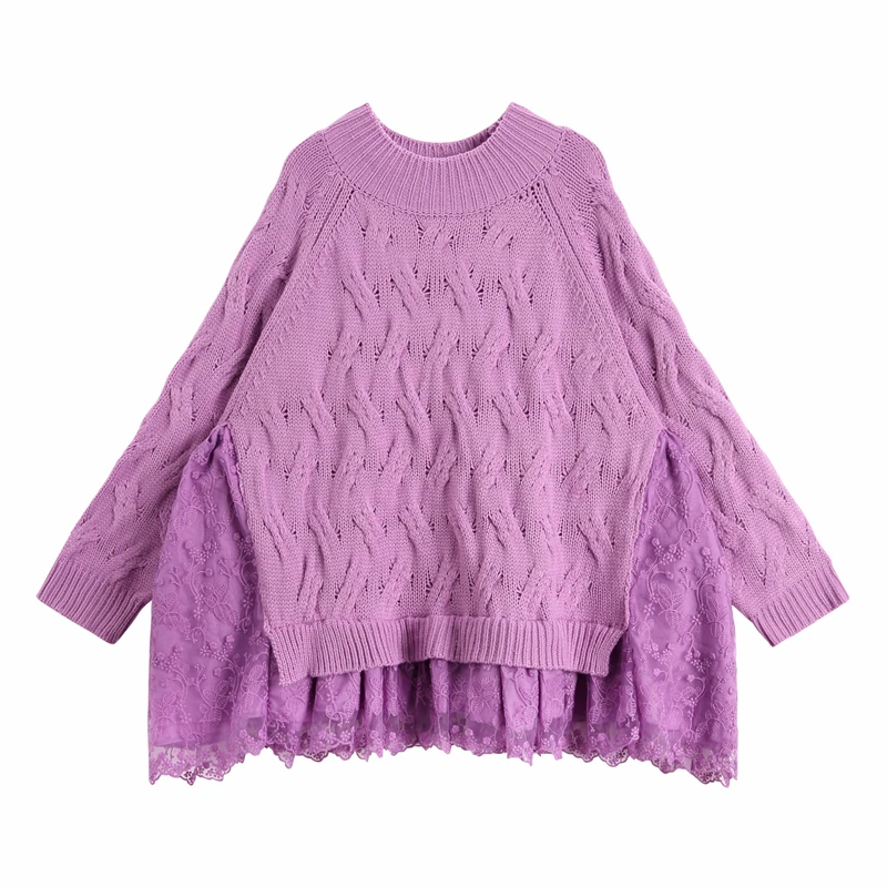 DEAT 2020 new spring fashion women round neck batwing sleeves knits patchwork female Sweater Cloak loose top WD82014 | Женская одежда
