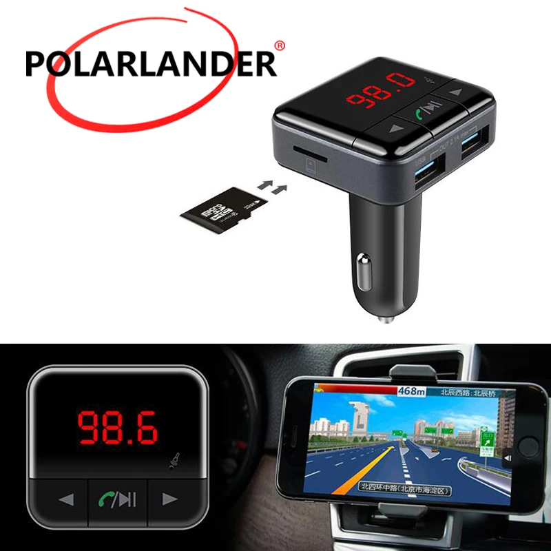 Автомобильный комплект громкой связи с Bluetooth ЖК-дисплей FM передатчик два USB