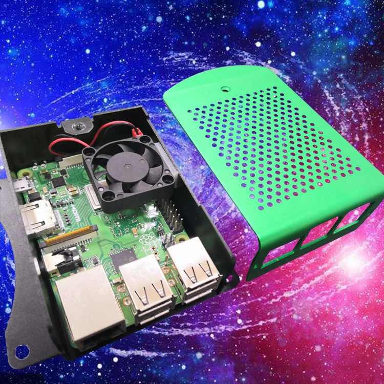 Алюминиевый зеленый чехол для RPI 3 металлический корпус совместимый с коробкой + 4B