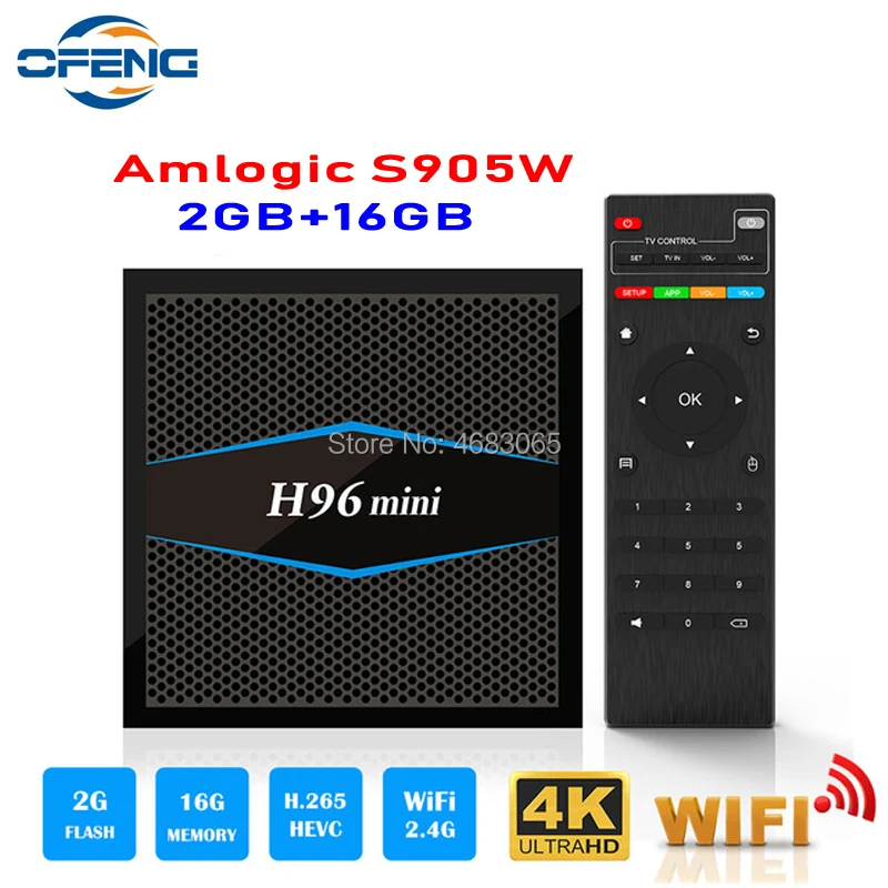 H96 mini Android 7 1 Amlogic S905W четырехъядерный Смарт ТВ бокс 2 Гб ОЗУ 16 ПЗУ 4/5 ГГц WiFi 100M LAN Bluetooth