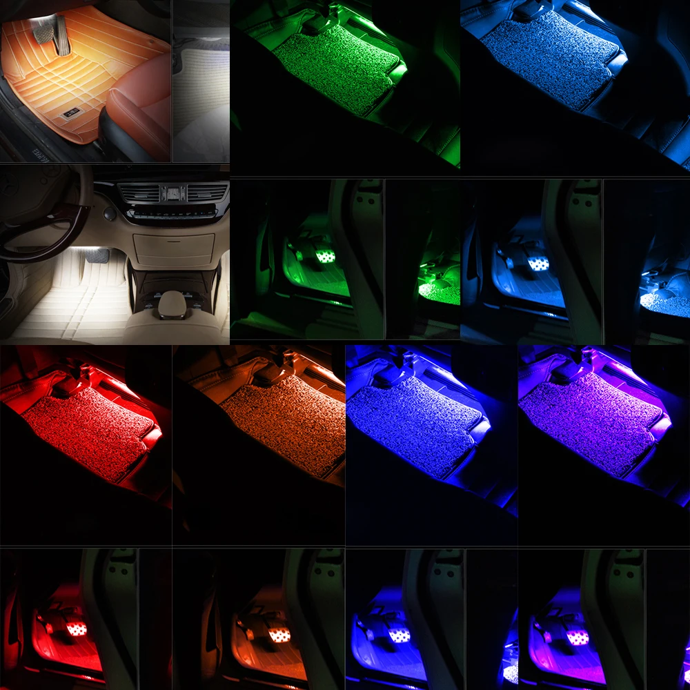 Окружающий свет RGB светодиодные неоновые полосы атмосферные огни пол ноги