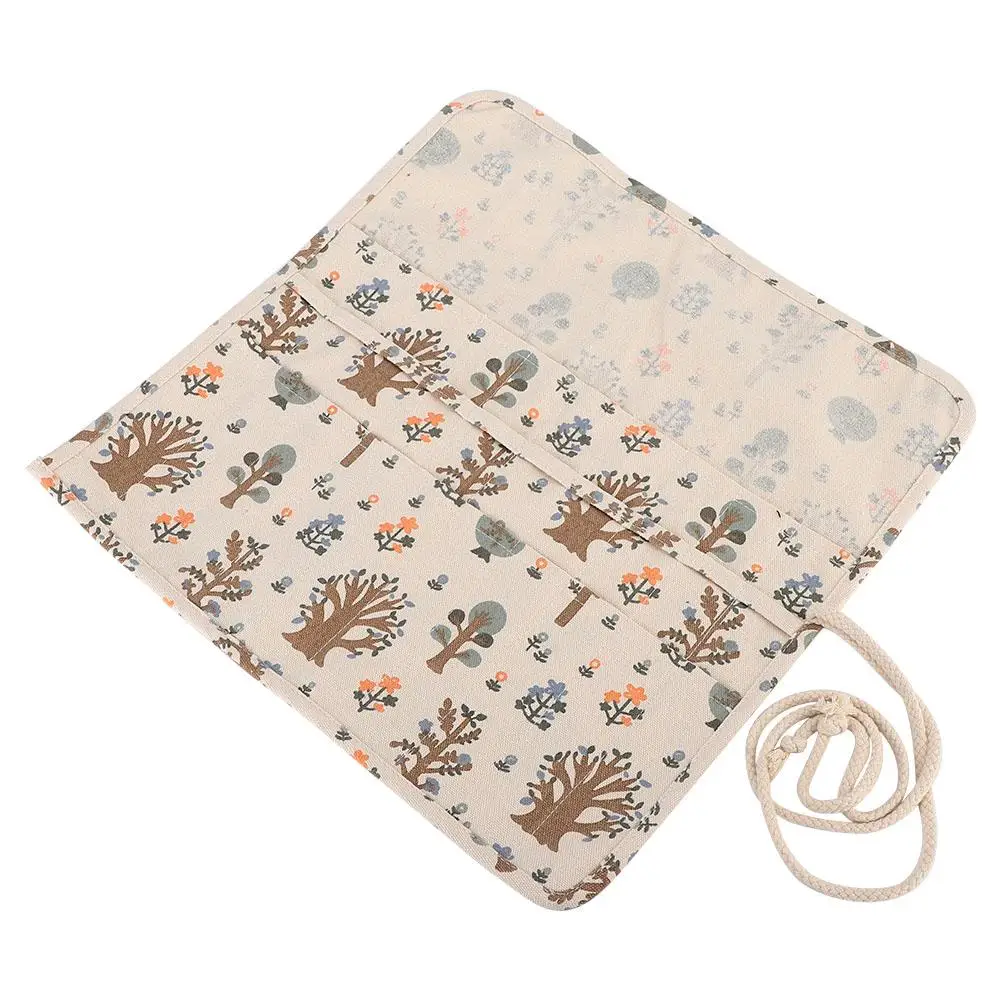 Floral Print Roll Up Pencil Bag Wrap Curtain Pen Case Large Capacity Storage Pouch | Дом и сад