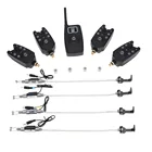 Lixada Беспроводная цифросветодиодный Светодиодная Сигнализация для рыбалки комплект 4 сигнала поклевки + 1 приемник с ЖК-дисплеем индикатор + 4 вешалки