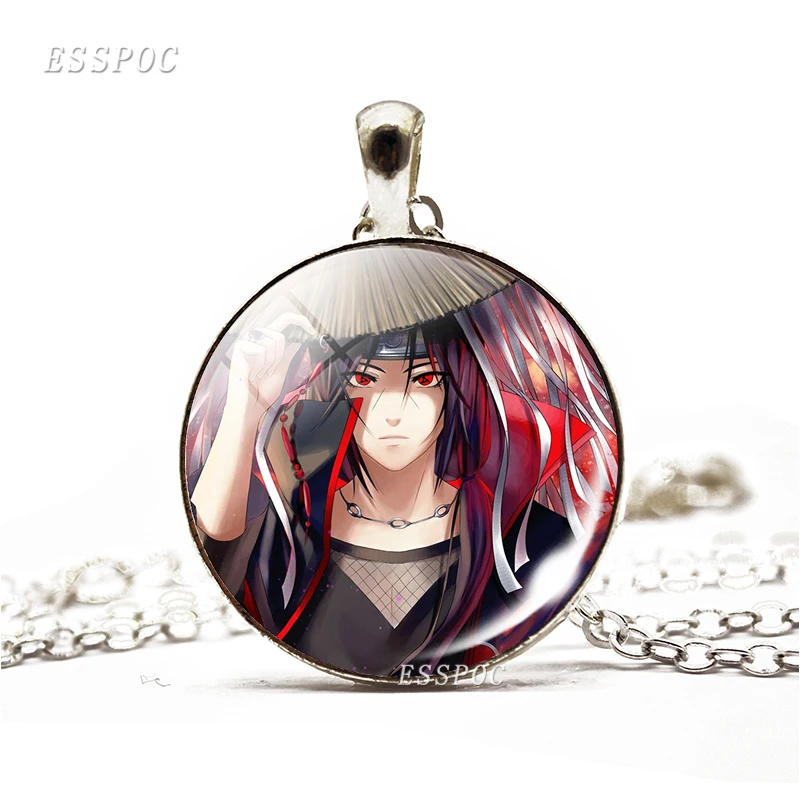 

Fashion Anime Naruto Shippuden Necklace Pendant Glass Dome Cabochon Uzumaki Naruto Uchiha Sasuke Jewelry Accessories Gift