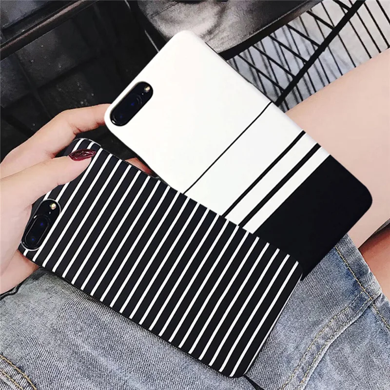 Lovebay модные телефонные Шкафы для iPhone 6 S 7 8 Plus X XR XS MAX Capa простой черный белый полоса