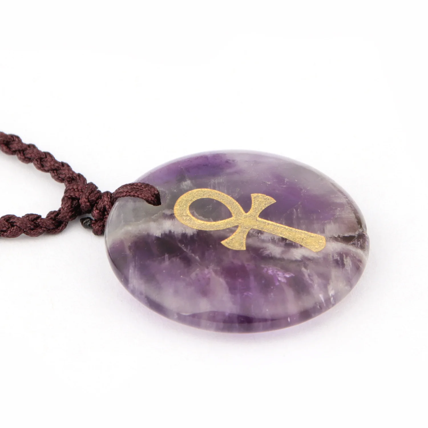 Ankh крест кулон Фиолетовый Кристалл религиозный Крест шаблон ожерелье Aura