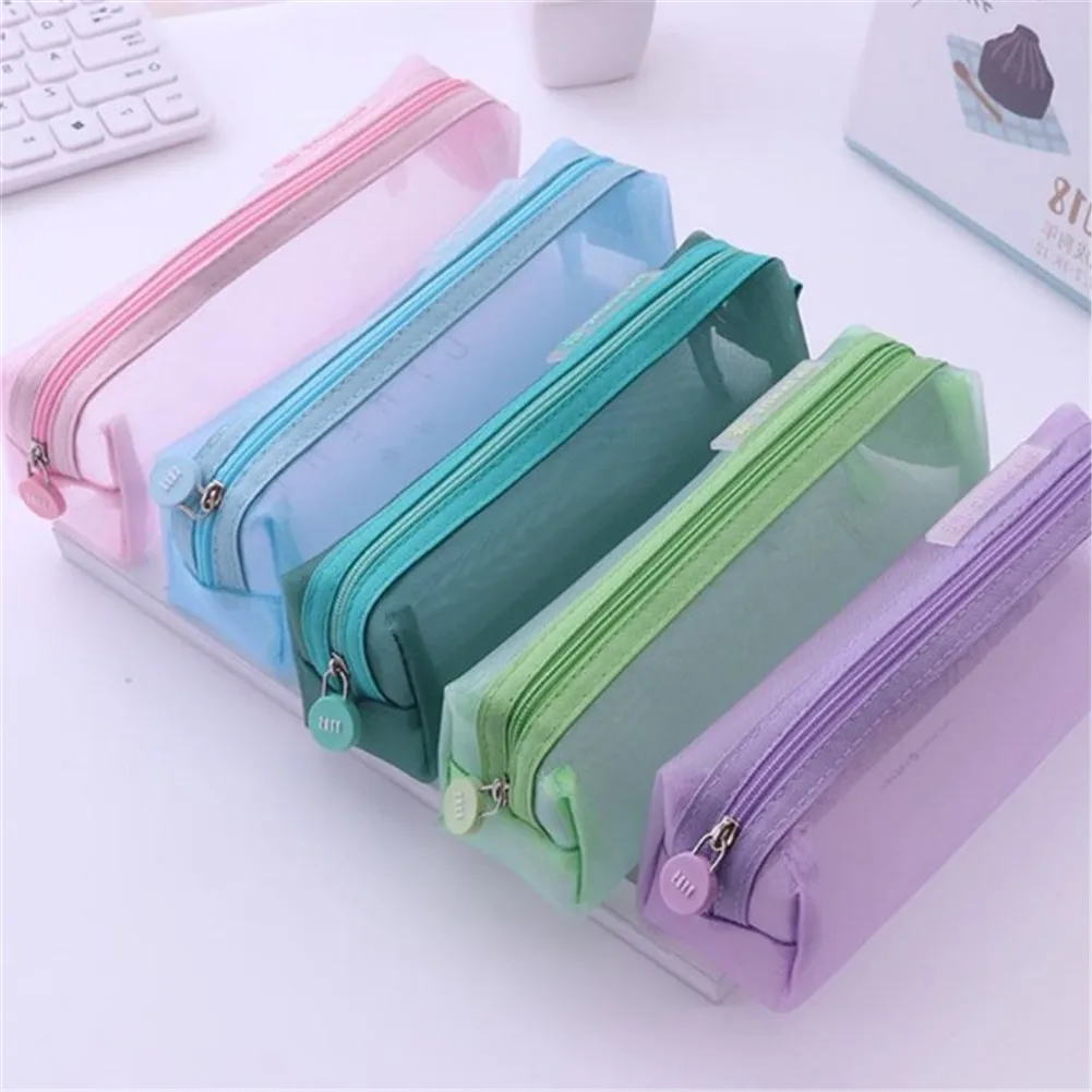 Новая прозрачная портативная сетчатая косметичка сумка для канцелярских