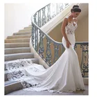 Свадебное платье-Русалка на тонких бретелях, винтажные кружевные свадебные платья без спинки 2020