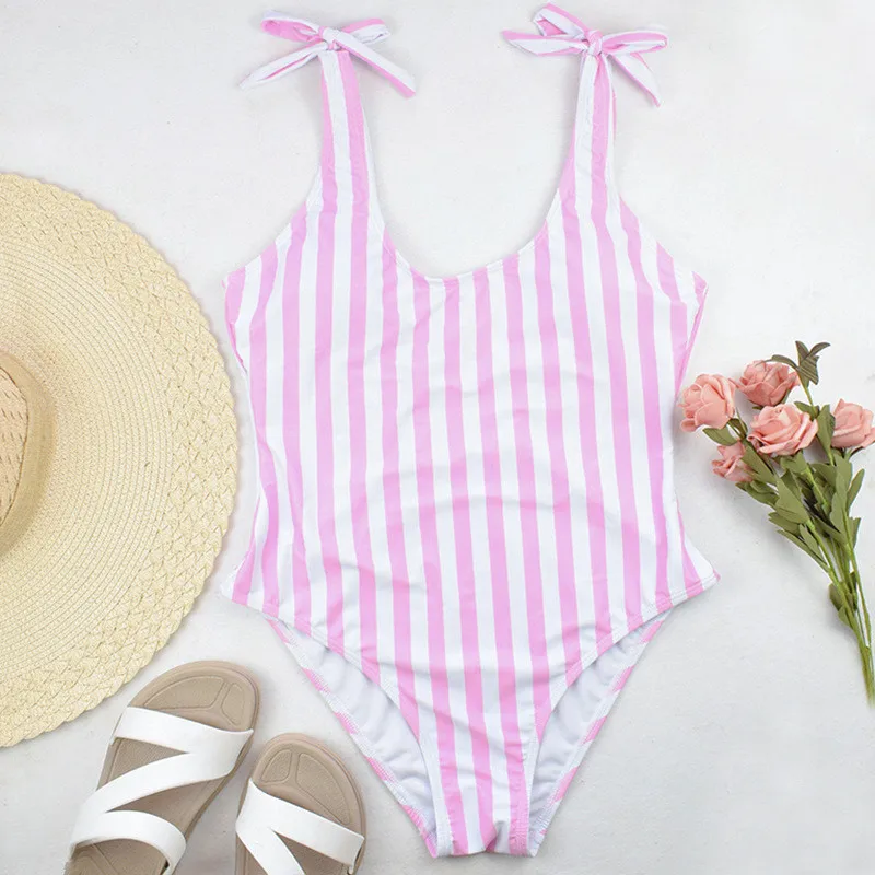 2019 Colorful Striped Swimwear One Piece Swimsuit Women Backless Monokini Sport Bodysuit Beach Bathing Suit Swim | Спорт и