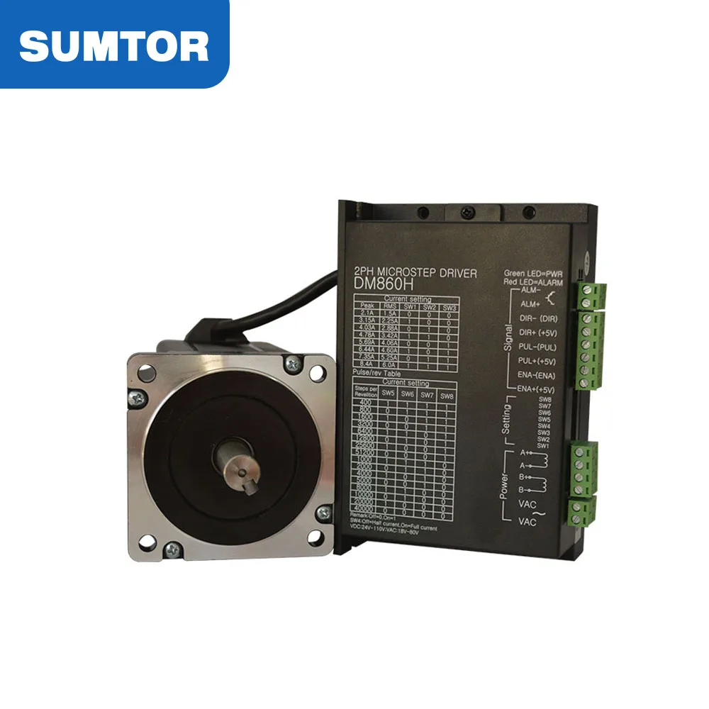 

2 phase stepper motor nema 34 118mm motor body length 8.5N.m holding torque and DM860H driver 256 subdivision