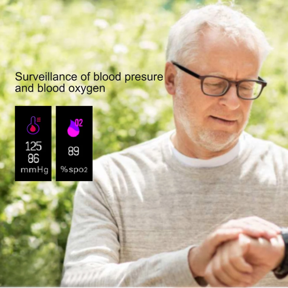 Водонепроницаемый Smart Браслет Heart Rate крови Давление будильник нажмите сообщение