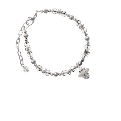 Silvertone Спиннер с кристаллами из прозрачных бусин браслет |