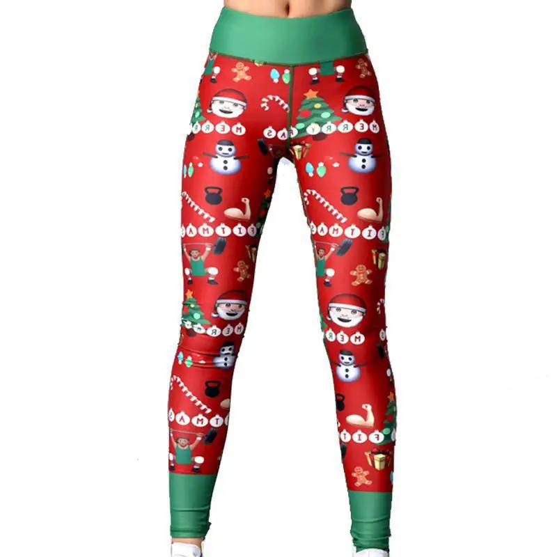 New Christmas Printed Leggings Hip Push Up Elastic High Waist Legging Breathable Merry Christmas Pants Women  Slim Long Pants